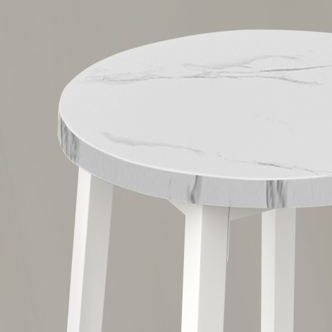 Taboret barowy - marmur / nogi białe