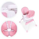 Fotelik krzesełko do karmienia dzieci tacka kosz 5-punktowe pasy różowy ECOTOYS