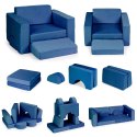 Fotel modułowy dla dzieci DIY 8 miękkich poduch składany - niebieski ECOTOYS