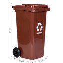 Kosz na śmieci pojemnik 120L kubeł śmietnik brązowy BIO gumowe koła