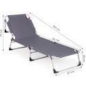 Leżak ogrodowy wędkarski składany z materacem i poduszką szary MultiGarden
