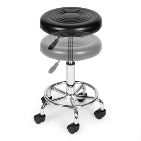 Stołek obrotowy taboret kosmetyczny medyczny fotel regulowany czarny ModernHome