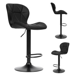 Hoker stołek barowy obrotowy regulacja wysokości podnóżek czarny ModernHome