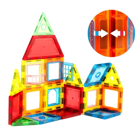 Klocki magnetyczne konstrukcyjne domek autko przyczepka 130 elementów