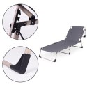 Leżak ogrodowy wędkarski składany z materacem i poduszką szary MultiGarden