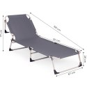 Leżak ogrodowy wędkarski składany z materacem i poduszką szary MultiGarden