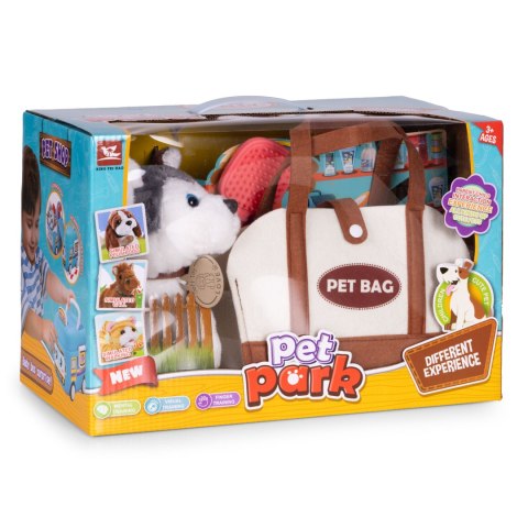 Pluszowy piesek w torebce husky maskotka dla dziecka + szczotka do pielęgnacji