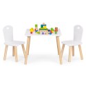 Zestaw mebli dla dzieci stolik + 2 krzesła białe ECOTOYS
