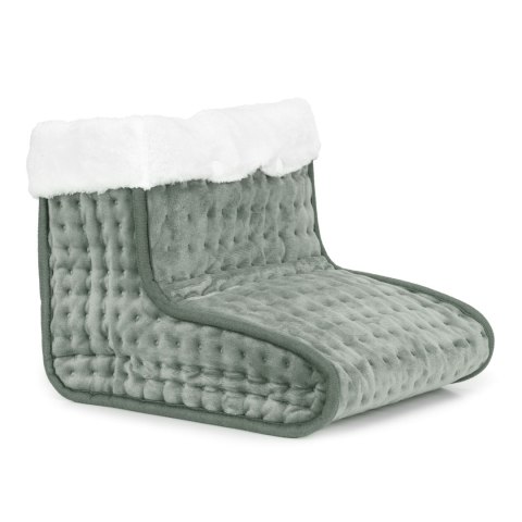 Elektryczny ogrzewacz do stóp z pilotem miękki but 10 poziomów grzania jasnoszary ModernHome