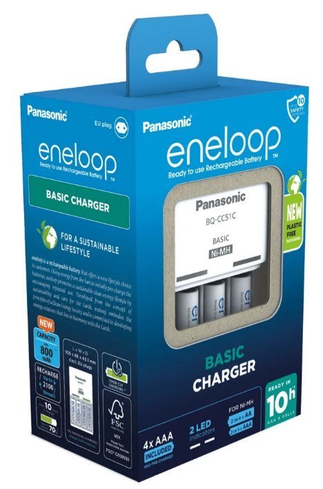 ŁADOWARKA PANASONIC BASIC + 4x AAA ENELOOP 800 mAh