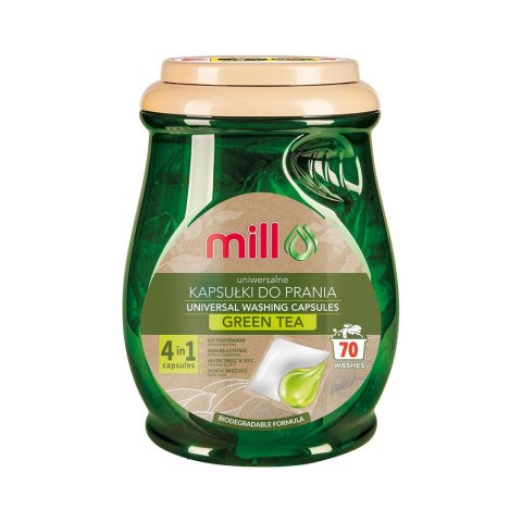 MILL ECO Kapsułki 2k do prania uniw. 2w1 zielona herbata 70szt (opak.zb 4szt.)