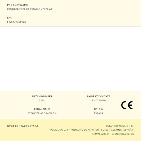 Gaśnica Simon Rack ecofire ext006g