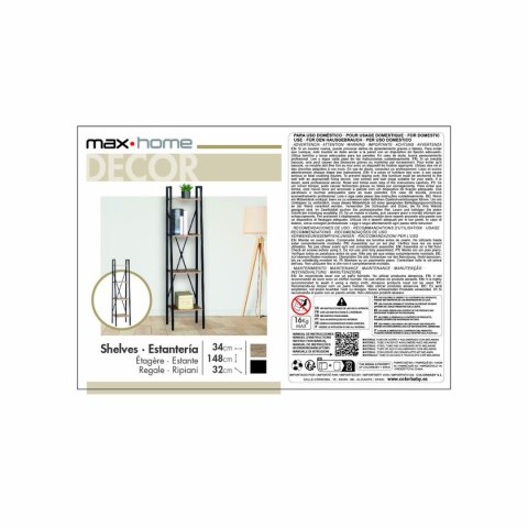 Regał Max Home Stal Melamina Płyta 34 x 148 x 32 cm