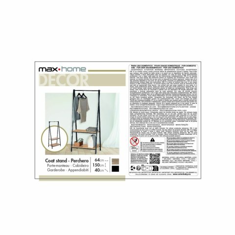 Wieszak na płaszcze z półką Max Home Stal Melamina Płyta Minimalistyczny 64 x 150 x 40 cm