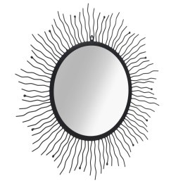 Ogrodowe lustro ścienne w kształcie słońca, 80 cm, czarne