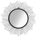 Ogrodowe lustro ścienne w kształcie słońca, 80 cm, czarne