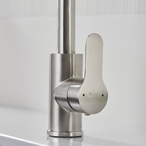 Kran jednouchwytowy Fontastock Szary Stal nierdzewna Ceramiczna Stop cynku Kształt C