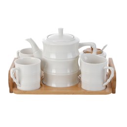 Zestaw filiżanek do kawy Home ESPRIT Biały Bambus Porcelana 240 ml