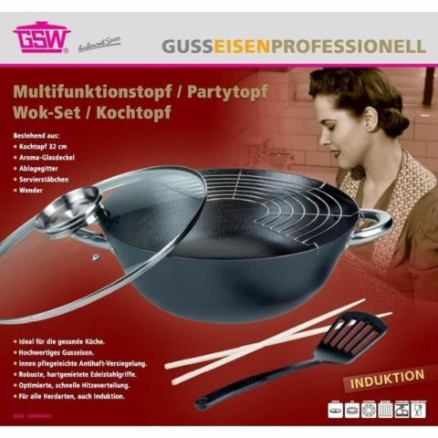 Patelnia Wok GSW Stal Stal kuta Ø 32 cm 4 Części
