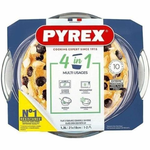 Garnek z Pokrywką Pyrex 1,4 L 18 x 9 x 21 cm Biały Przezroczysty Szkło