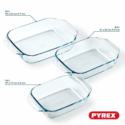 Zestaw naczyń do piekarnika Pyrex Przezroczysty 3 Części