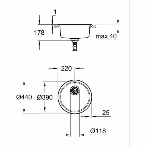 Zlewozmywak jednokomorowy Grohe K200 Szary