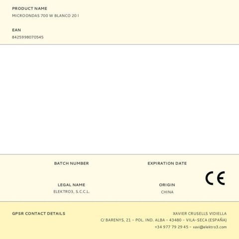 Mikrofalówka EDM 07054 Biały 20 L 700 W