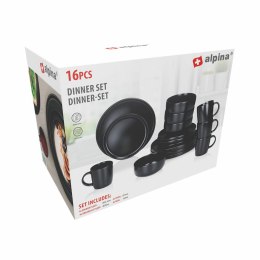 Naczynia Alpina Czarny Ceramika 16 Części (4 Sztuk)