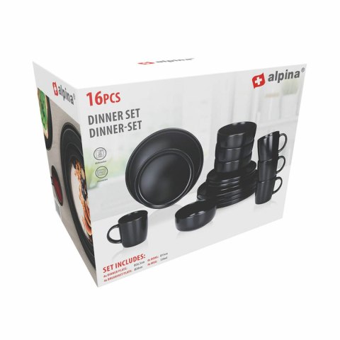 Naczynia Alpina Czarny Ceramika 16 Części (4 Sztuk)
