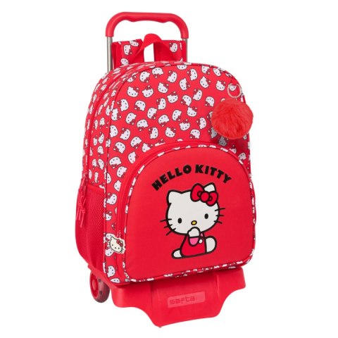 Torba szkolna z kółkami Hello Kitty Iconic Biały Czerwony 33 x 42 x 14 cm