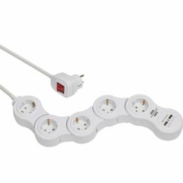 Przedłużacz 5 Wejść z Przełącznikiem Brennenstuhl Vario-Power Biały 3600 W USB x 2 (1,4 m)