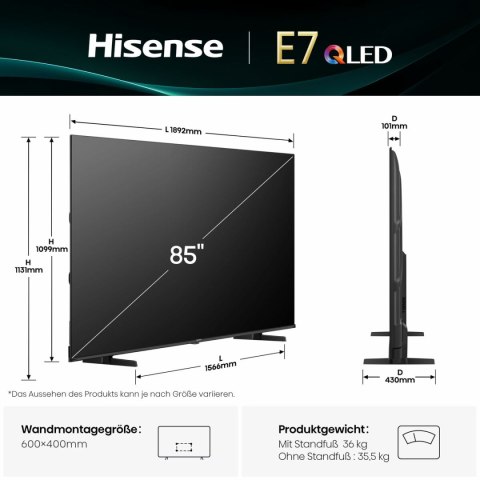 Smart TV Hisense 85E7Q 85 85" 4K Ultra HD LED HDR D-LED QLED
