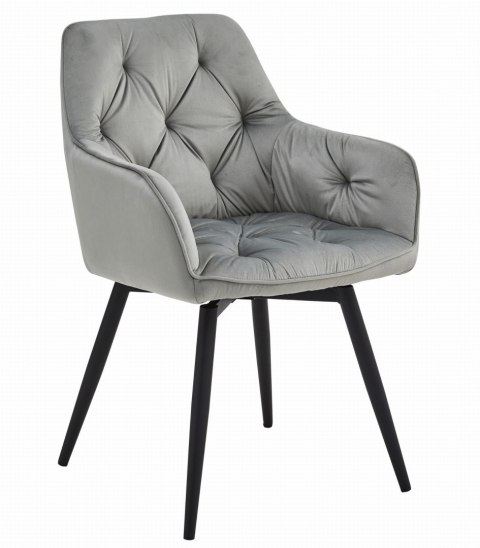 Krzesło JORK360 - aksamit srebrno-szary / nogi czarne x 1