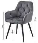 Krzesło JORK360 - aksamit srebrno-szary / nogi czarne x 1