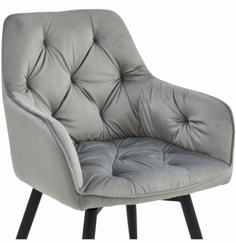 Krzesło JORK360 - aksamit srebrno-szary / nogi czarne x 2