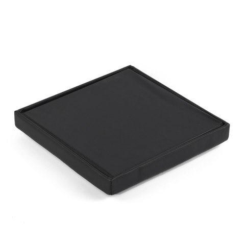 Pufa składana L z guzikami - 38x38x38cm ekoskóra czarna