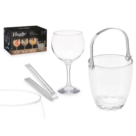 Pojemnik na lód Vivalto Przezroczysty Metal Szkło 14,5 x 12 x 12,5 cm 4x (10,5 x 20 cm) 36 x 21,5 x 23,5 cm Kieliszki do wina (2