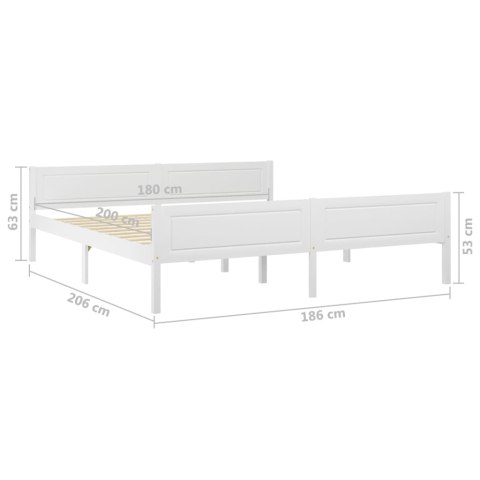 Rama łóżka z litego drewna sosnowego, biała, 180 x 200 cm Rama łóżka z litego drewna sosnowego, biała, 180 x 200 cm