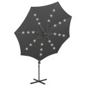 Wiszący parasol z lampkami LED i słupkiem, antracytowy, 300 cm