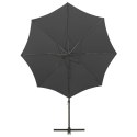 Wiszący parasol z lampkami LED i słupkiem, antracytowy, 300 cm