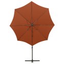 Wiszący parasol z lampkami LED i słupkiem, terakotowy, 300 cm
