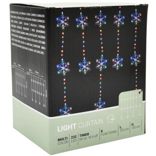 LAMPKI CHOINKOWE KURTYNA ŚWIETLNA 120x120 CM 232LED MULTIKOLOR PŁATKI ŚNIEGU