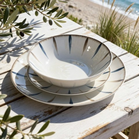 Naczynia Home ESPRIT Niebieski Biały Porcelana 18 Części