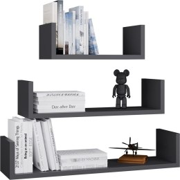 Półka Wisząca MOBI 3P Komplet 3x - Nowoczesne Półki Ścienne ANTRACYT