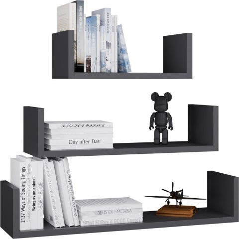 Półka Wisząca MOBI 3P Komplet 3x - Nowoczesne Półki Ścienne ANTRACYT