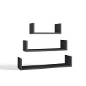 Półka Wisząca MOBI 3P Komplet 3x - Nowoczesne Półki Ścienne ANTRACYT