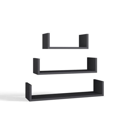 Półka Wisząca MOBI 3P Komplet 3x - Nowoczesne Półki Ścienne ANTRACYT