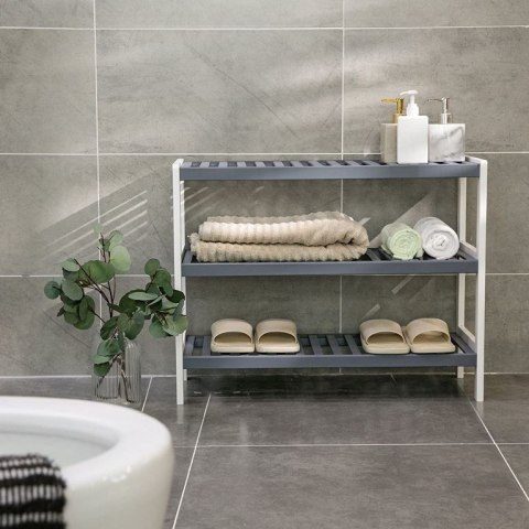 Bambusowy regał na buty 3 półki biało-szary 70x26x55 cm