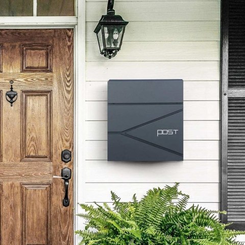 Designerska skrzynka na listy antracytowa z gazetnikiem