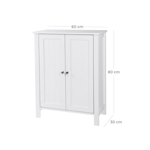 Szafka łazienkowa biała MDF z drzwiami i półkami 60x30x80 cm